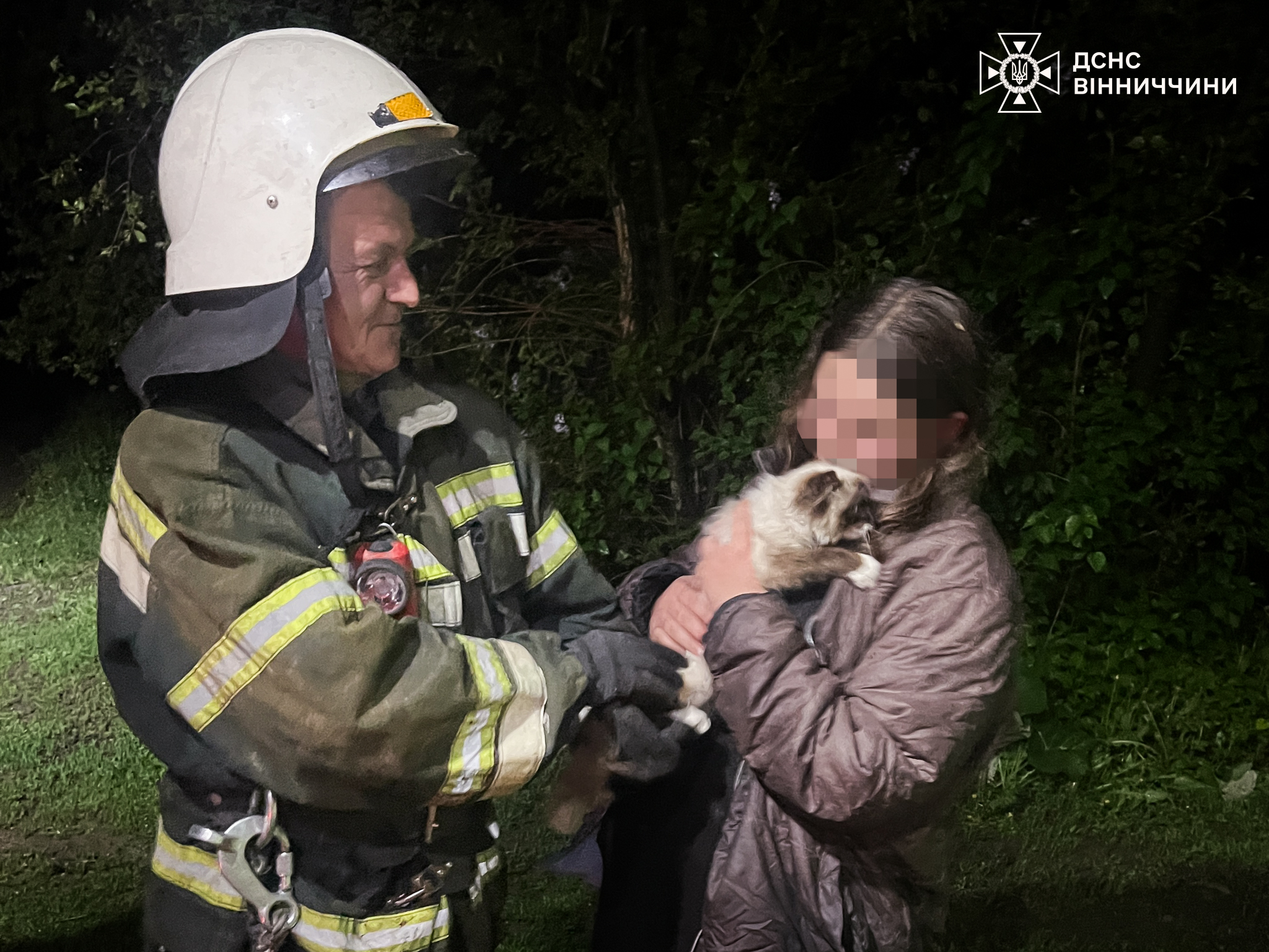 На Вінниччині бійці ДСНС врятували кошеня, яке впало у 20-метрову криницю