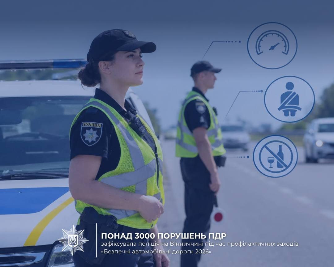 Понад 3000 порушень ПДР зафіксувала поліція на Вінниччині упродовж місяця
