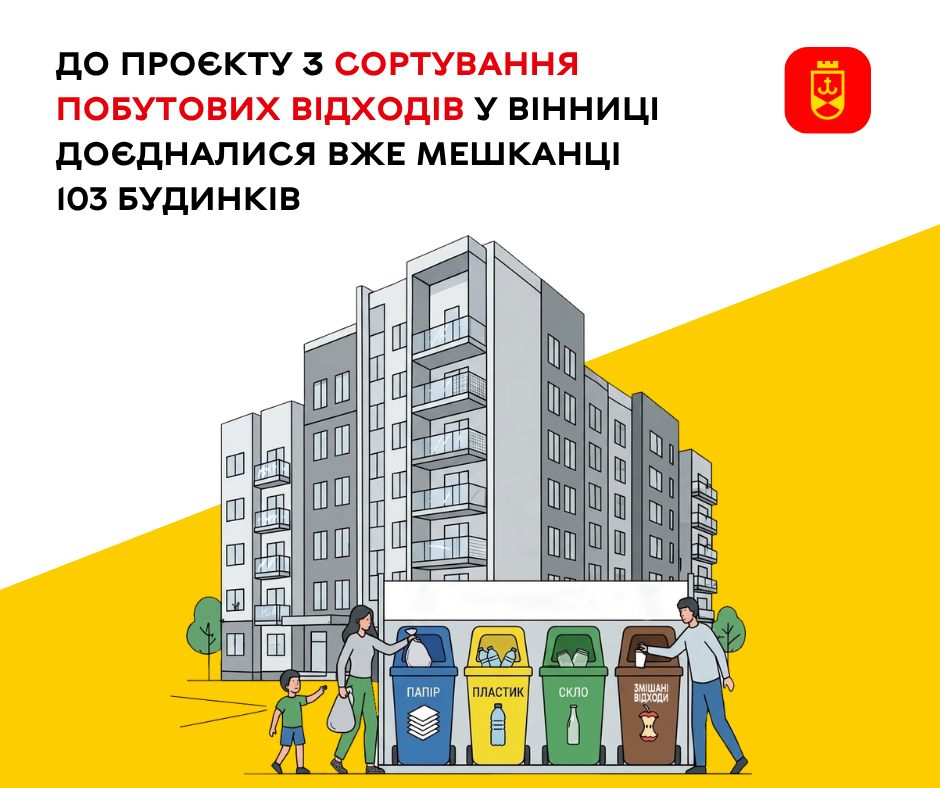 До проєкту з сортування побутових відходів у Вінниці доєдналися вже мешканці 103 будинків